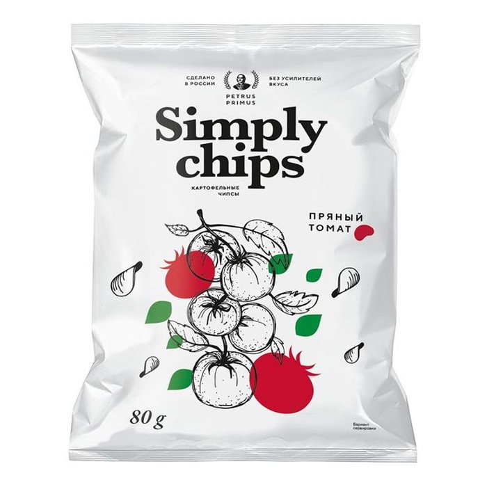 Картофельные чипсы Simply chips пряный томат 80г