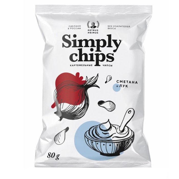Картофельные чипсы Simply chips сметана и лук 80г
