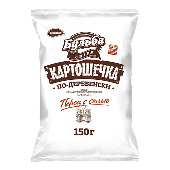 Чипсы из картофеля "Бульба Сhips Картошечка" со вкусом перца и соли 150г