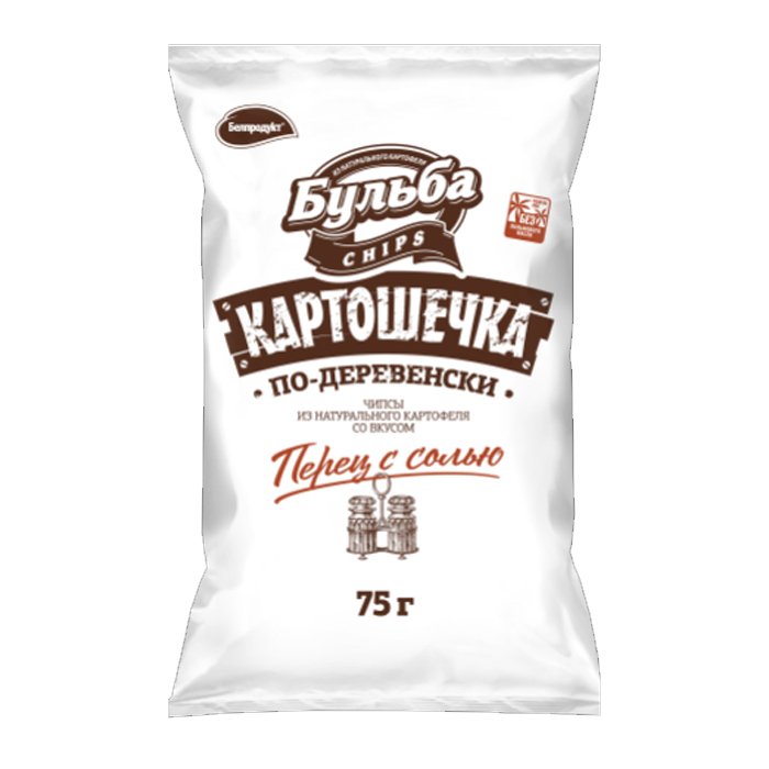 Чипсы из картофеля "Бульба Сhips Картошечка" со вкусом перца и соли 75г