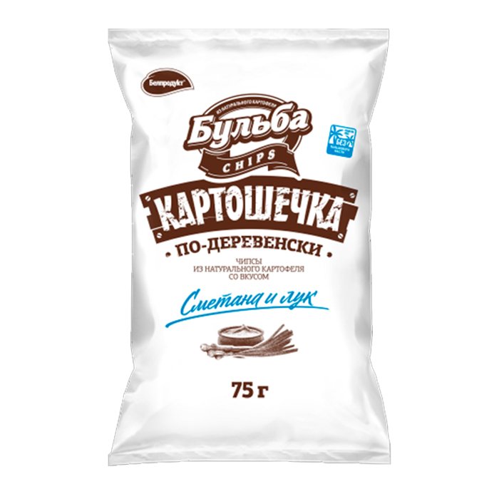 Чипсы из картофеля "Бульба Сhips Картошечка" со вкусом сметаны и лука 75г