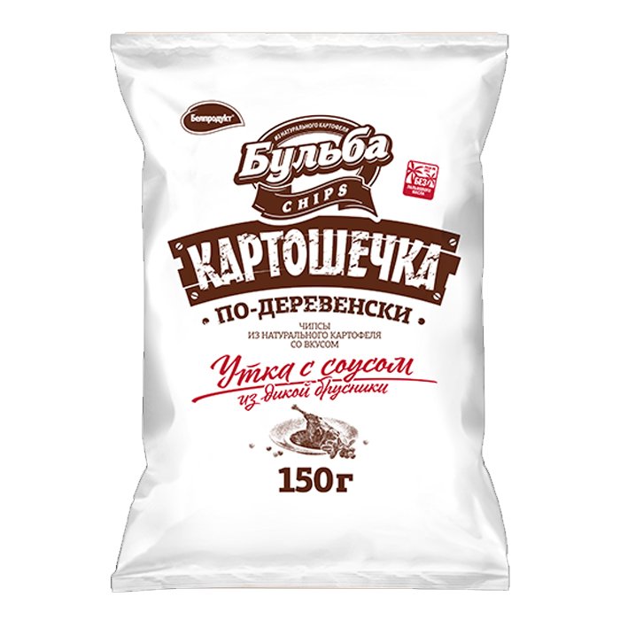 Чипсы из картофеля "Бульба Сhips Картошечка" со вкусом Утка с соусом из дикой брусники 150г