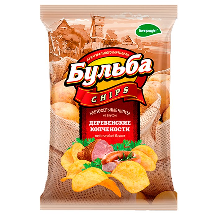 Чипсы из сырого картофеля "Бульба chips" со вкусом деревенских копченостей 75г