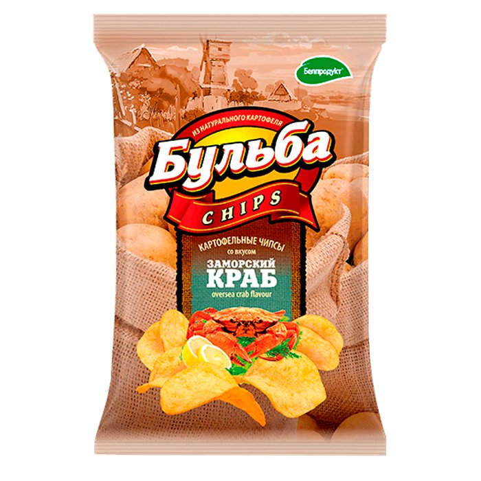 Чипсы из сырого картофеля "Бульба chips" со вкусом заморского краба 75г