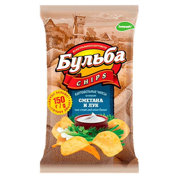Чипсы из сырого картофеля "Бульба chips" со вкусом сметаны и лука 150г