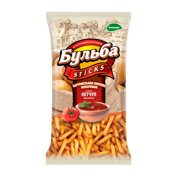Соломка "Бульба Sticks" со вкусом кетчупа из цельного картофеля обжаренная "Бульба sticks"75г
