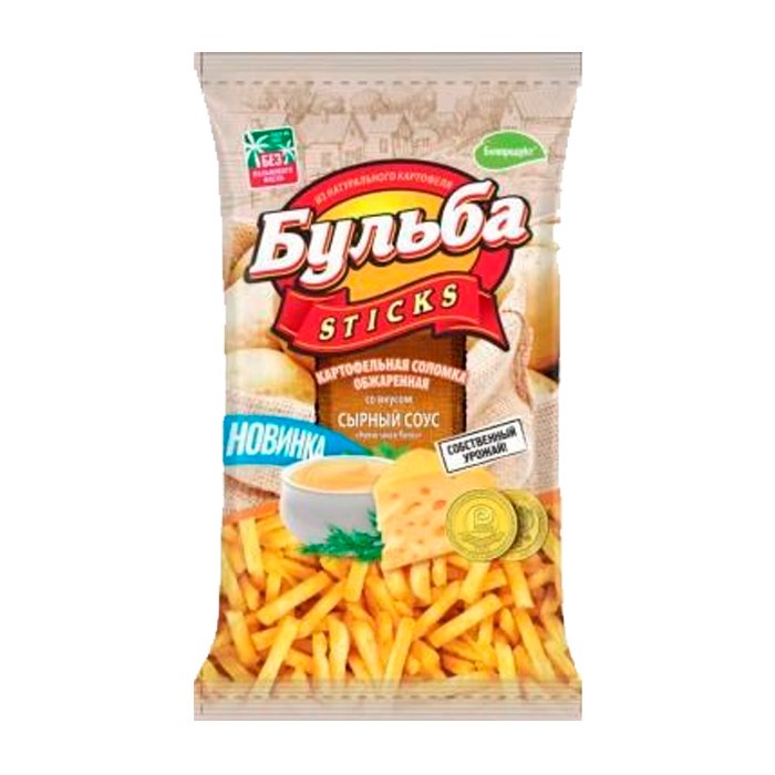 Соломка "Бульба Sticks" со вкусом сырного соуса из цельного картофеля обжаренная "Бульба sticks"75г