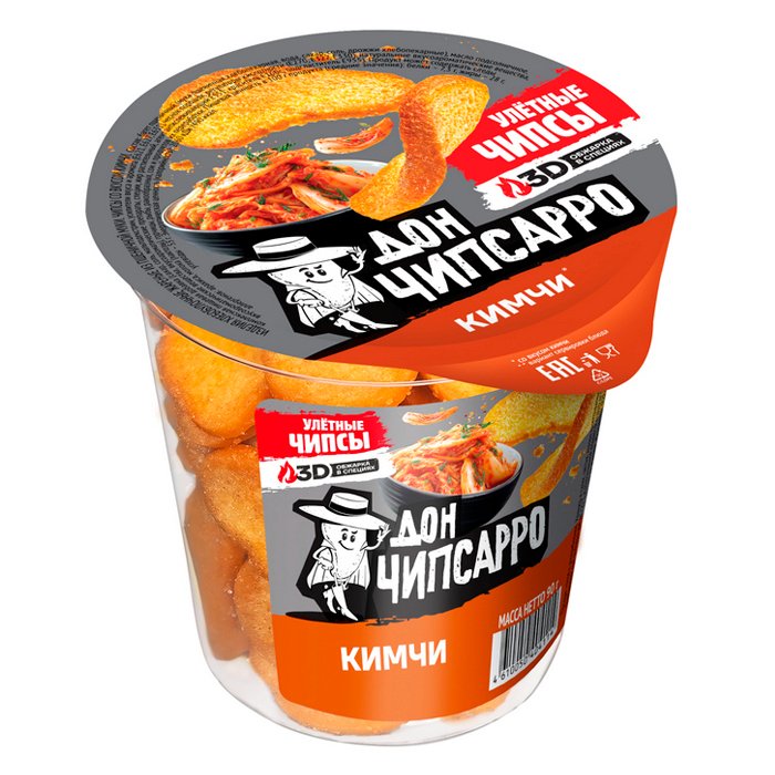Чипсы пшеничные стакан Дон Чипсарро со вкусом "Кимчи" 90гр
