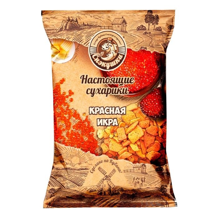 СНЭКУШКИ Сухарики пшеничные  Красная икра 80г
