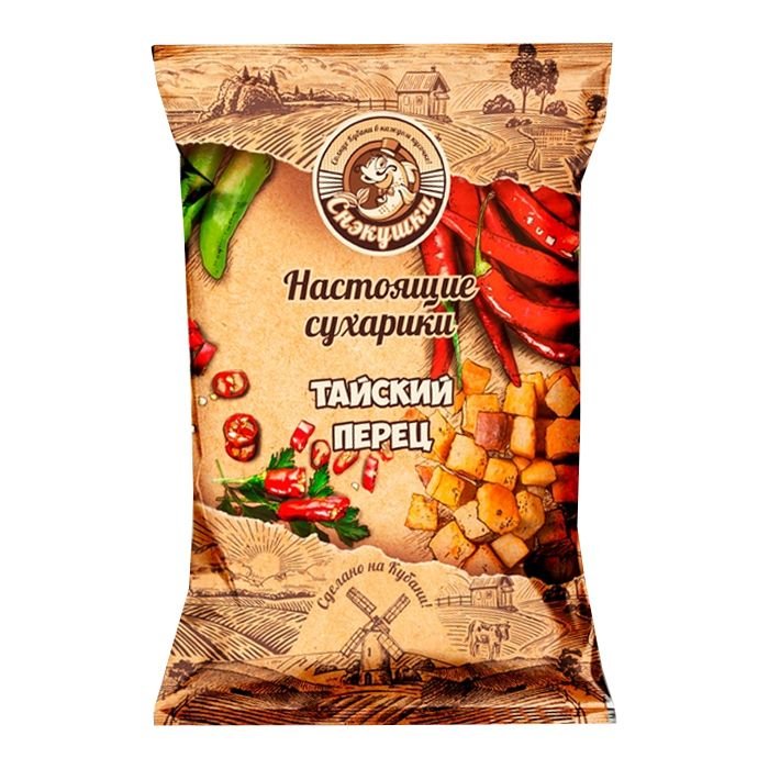 СНЭКУШКИ Сухарики пшеничные Тайский перец 80г