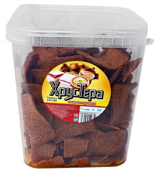 Сухари "ХрусТера" Сало с горчицей  (ведро) 950г