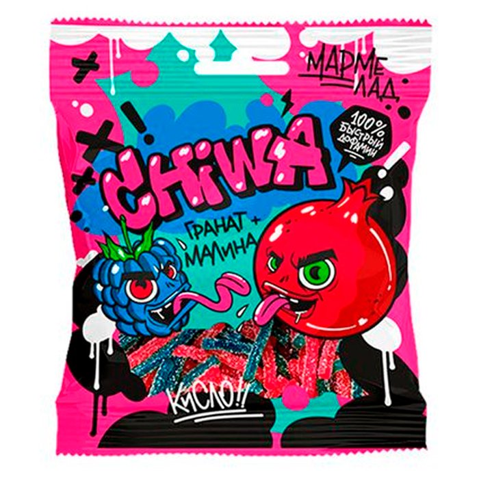 CHIWA GRAFFITI Кусочки SPAGHETTI Гранат и малина кислый (GFT950) 90г
