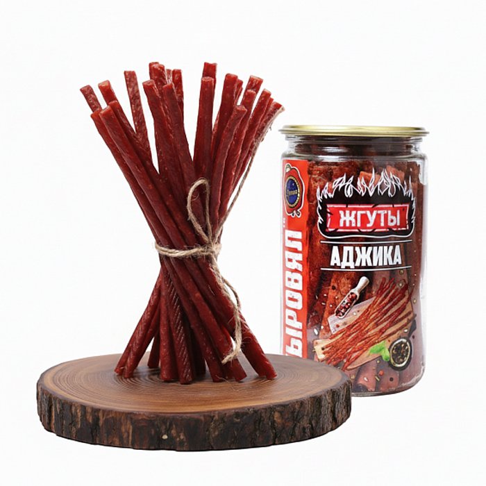 Жгуты "Аджика" колбаски с/к из мяса птицы 150г (банка)