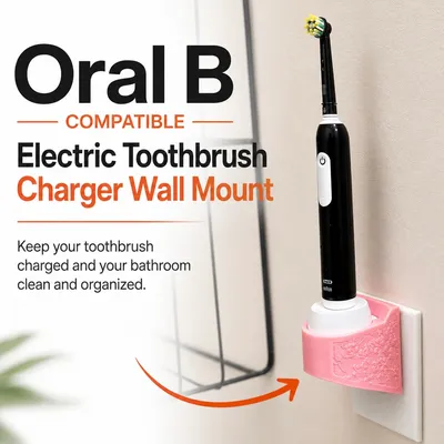 Oral B Electric Toothbrush Charger Wall Mount (Floral Pattern)