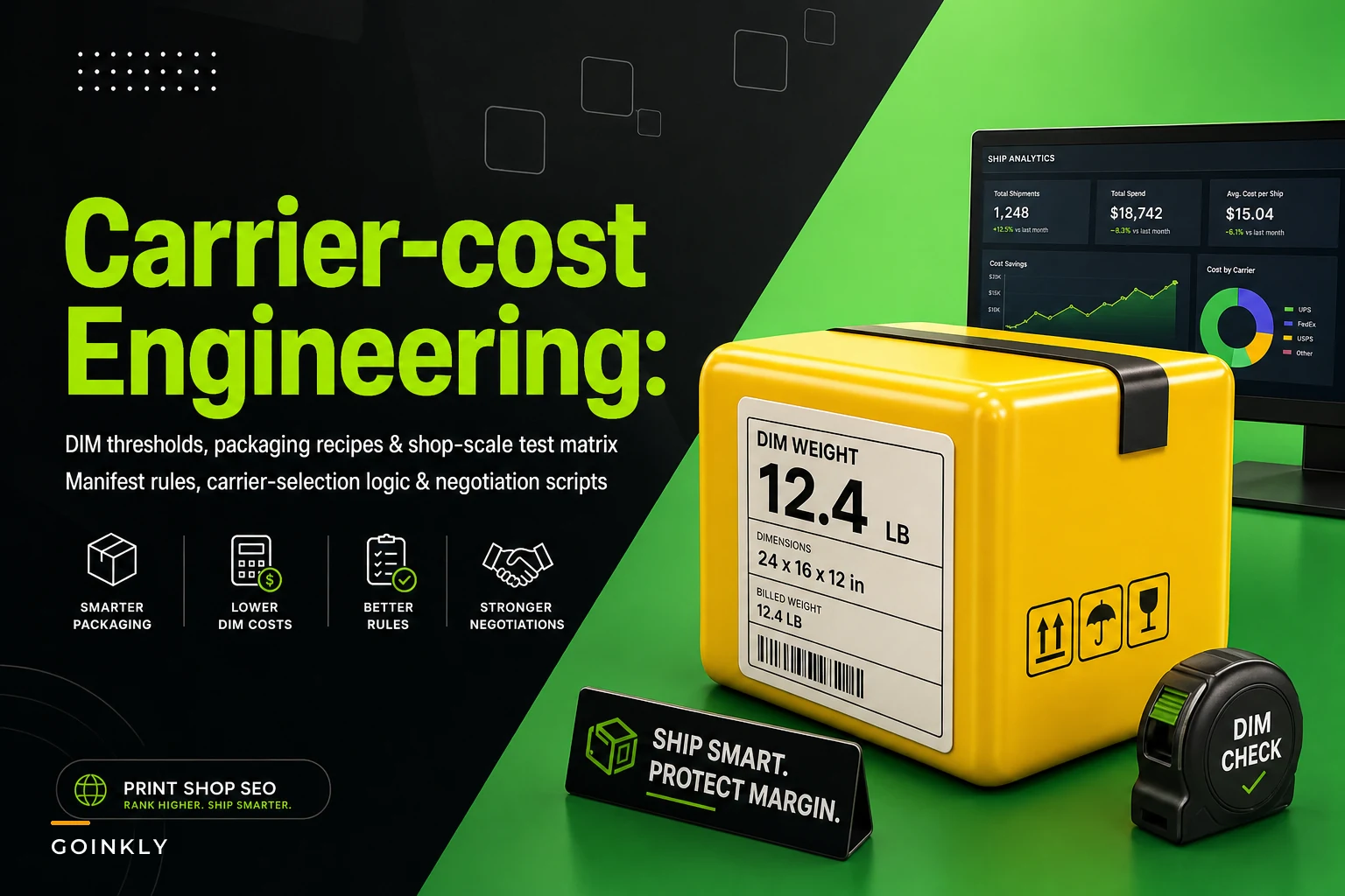 Carrier-cost engineering for printers: DIM thresholds, packaging recipes and negotiation scripts