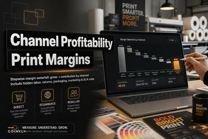 Measure channel profitability for print shops: include hidden labor, returns and packaging costs
