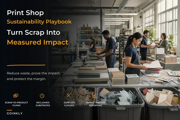 Print shop sustainability playbook to reduce waste and report impact