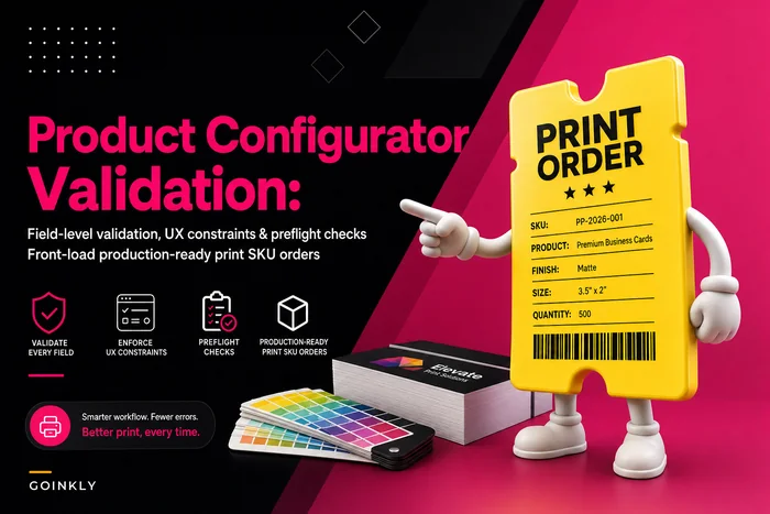 Product-configurator patterns that stop invalid print orders: field validation, UX constraints and server-side preflight recipes