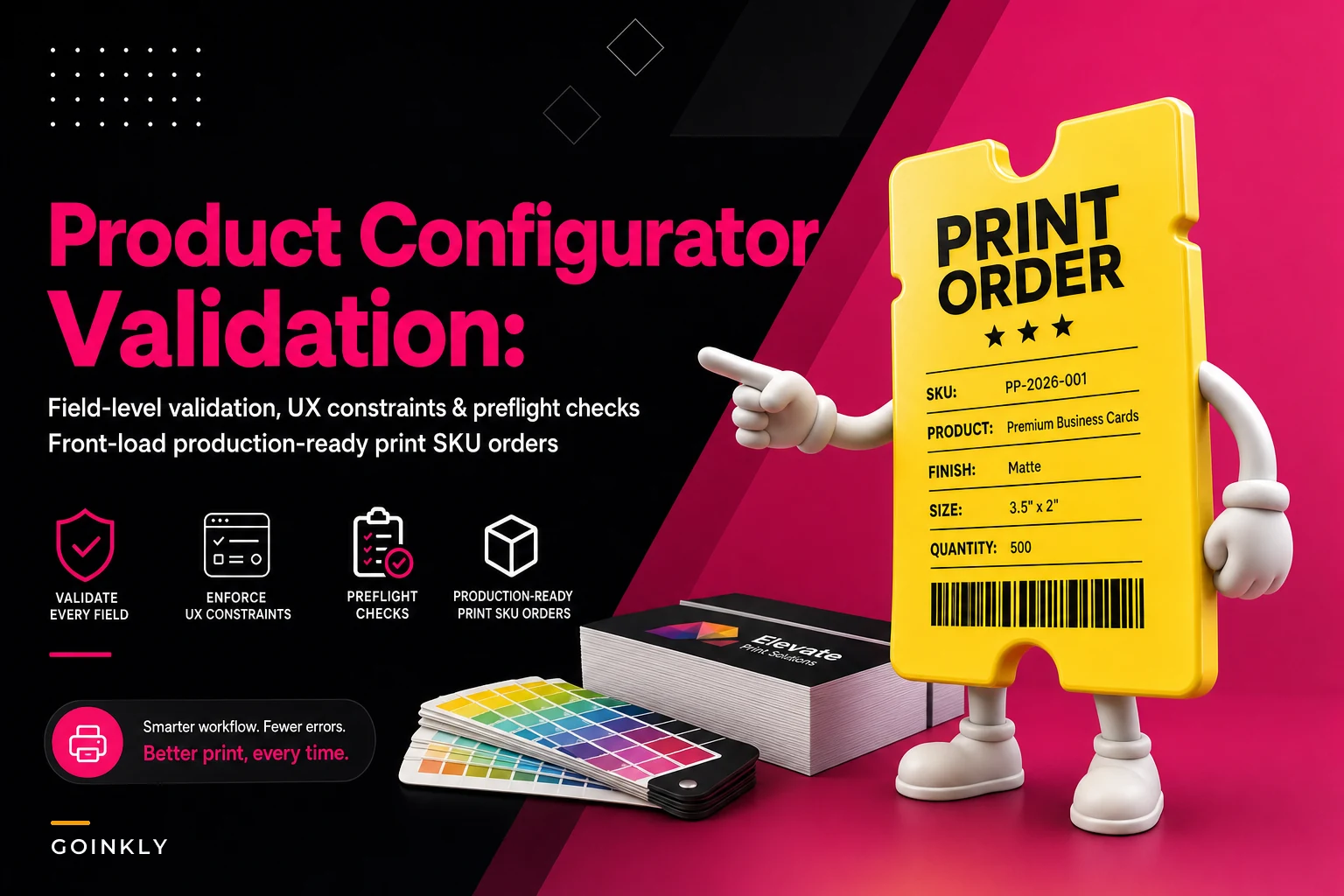 Product-configurator patterns that stop invalid print orders: field validation, UX constraints and server-side preflight recipes