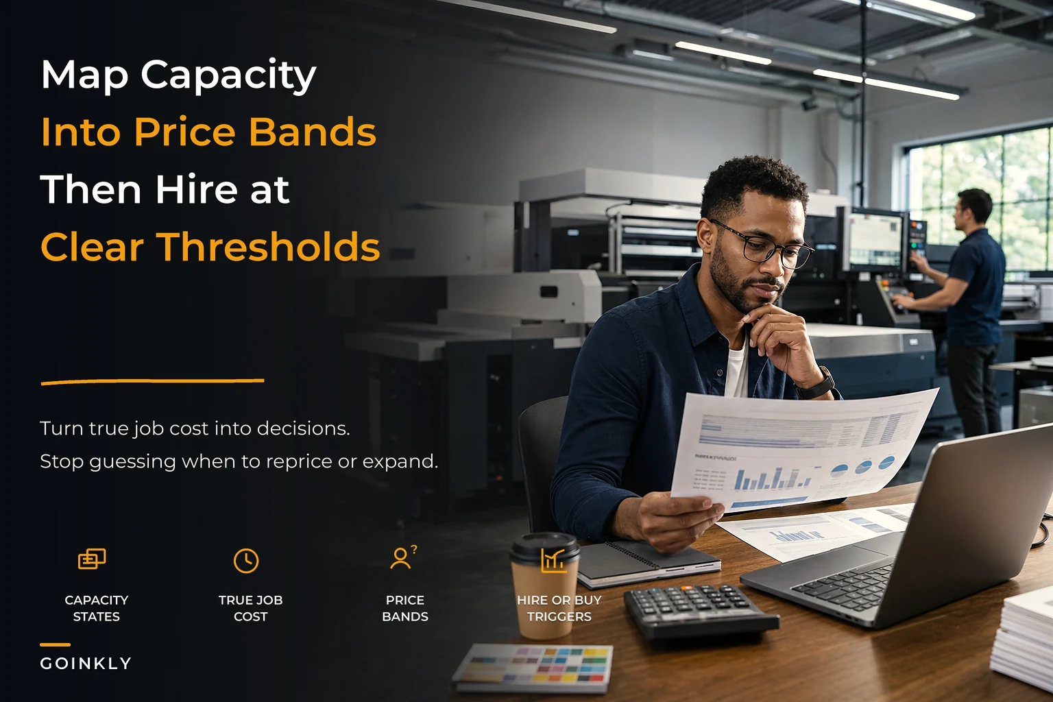 Profitability Architecture for Print Shops: Map Capacity and True Job Cost into Price Bands and Hire Triggers