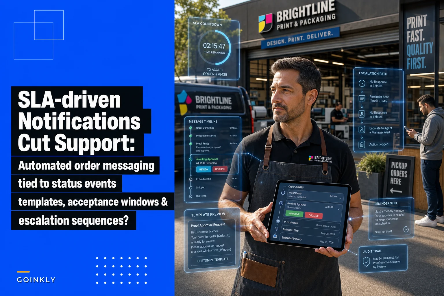 SLA-driven notifications that cut support: an automated order messaging framework for print shops