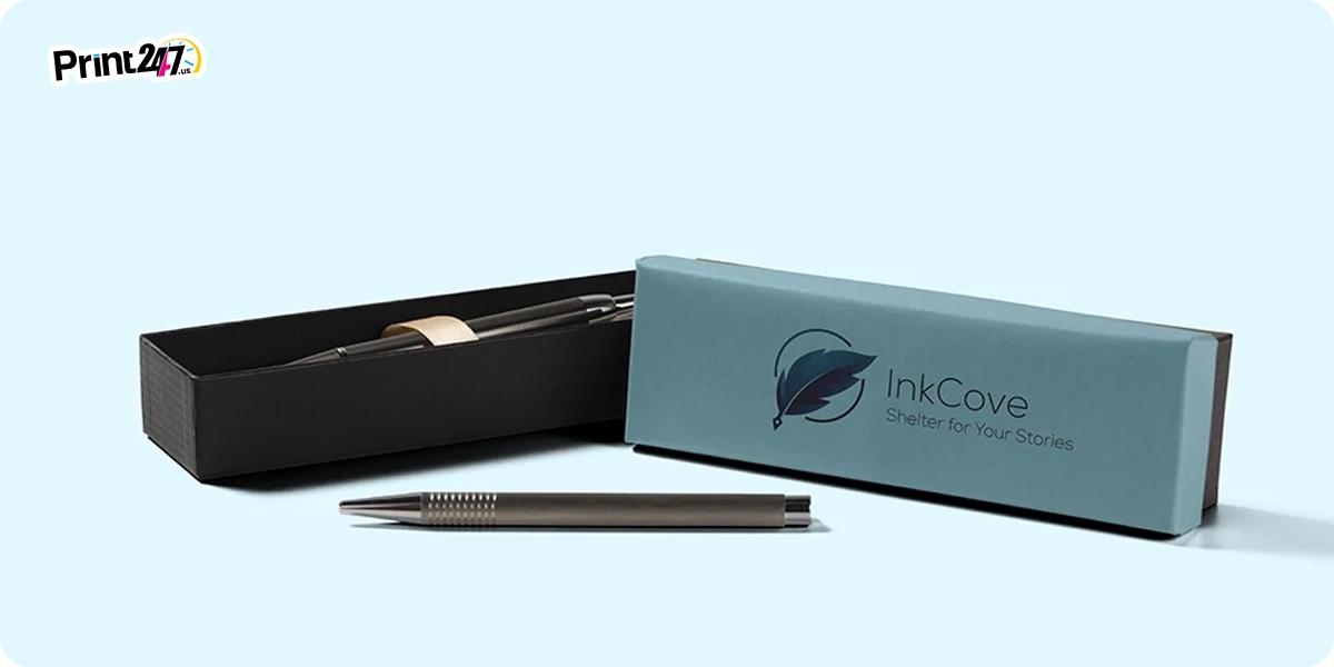 Printed pen box with logo