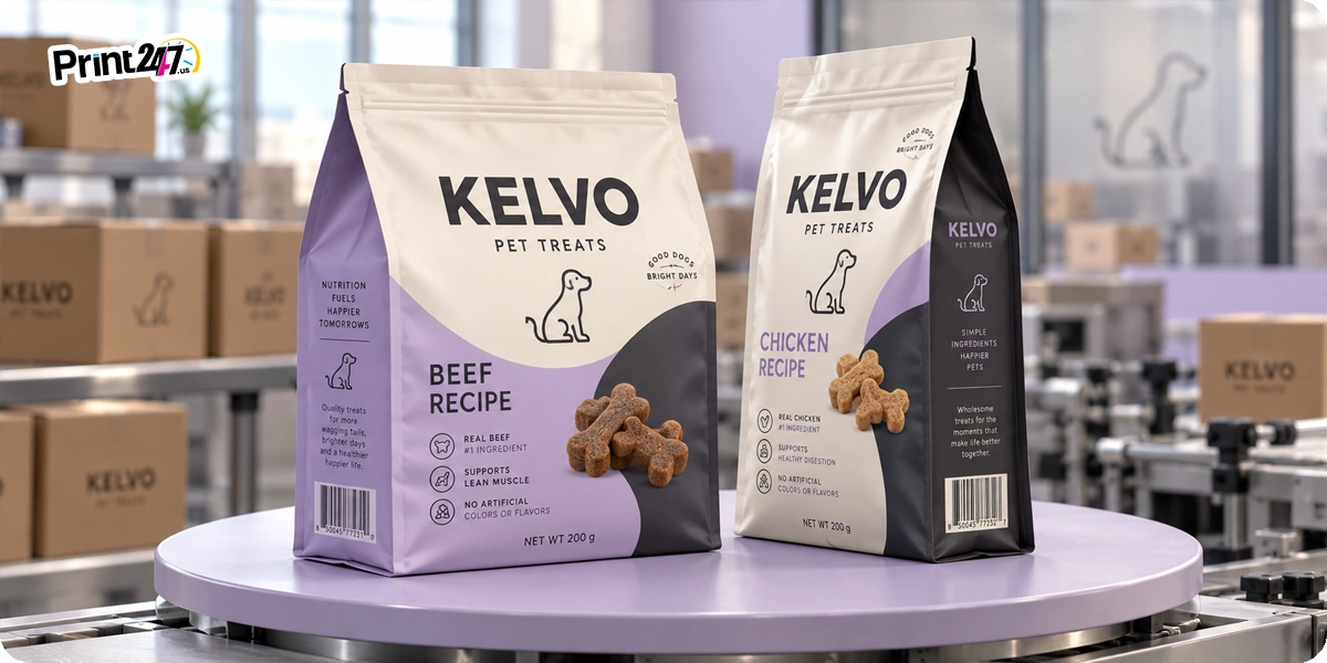 Flat Bottom and Gusseted Bags for pet food packaging Flat Bottom and Gusseted Bags for pet food packaging