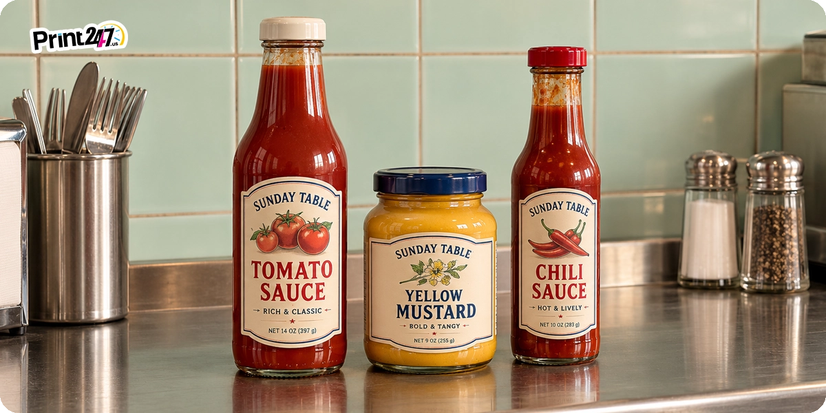 Retro Label System for Sauces and Condiments Retro Label System for Sauces and Condiments