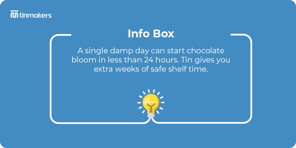 Durable tin chocolate box packaging