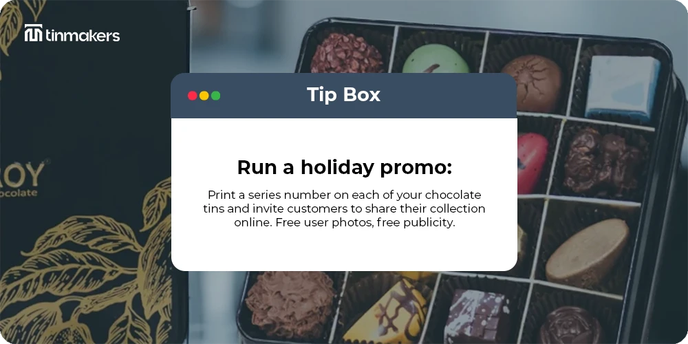 Stylish chocolate tin container