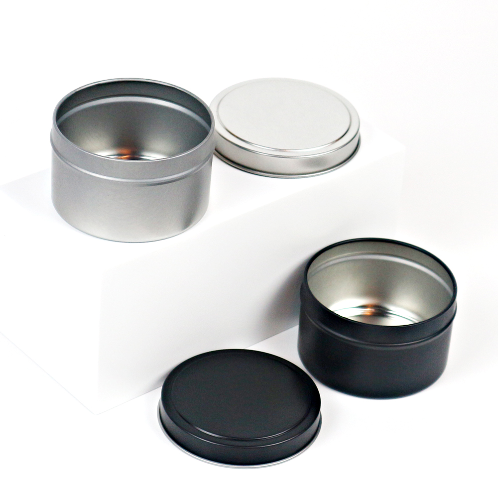 Small metal beauty jars