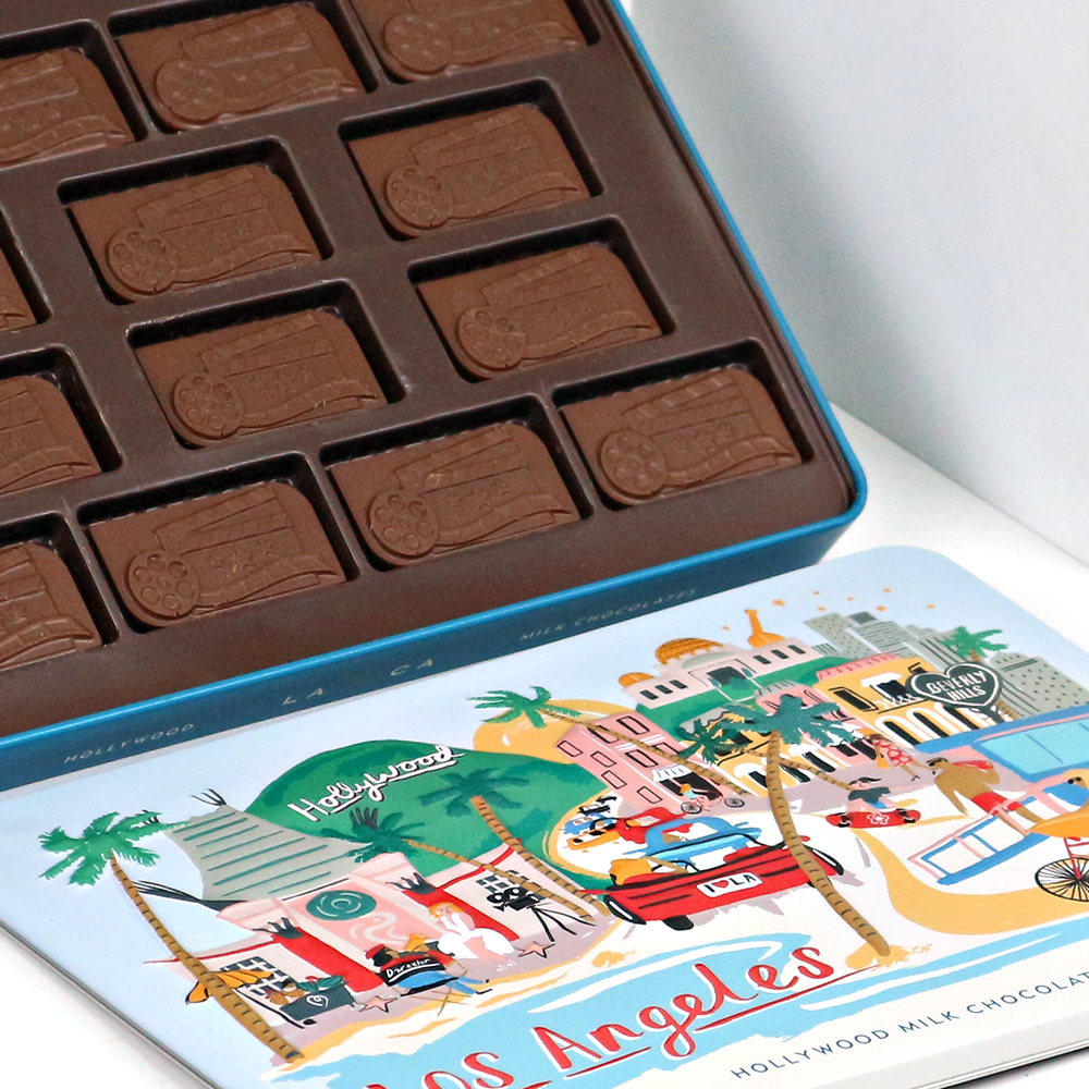 Decorative chocolate tin box with glossy finish