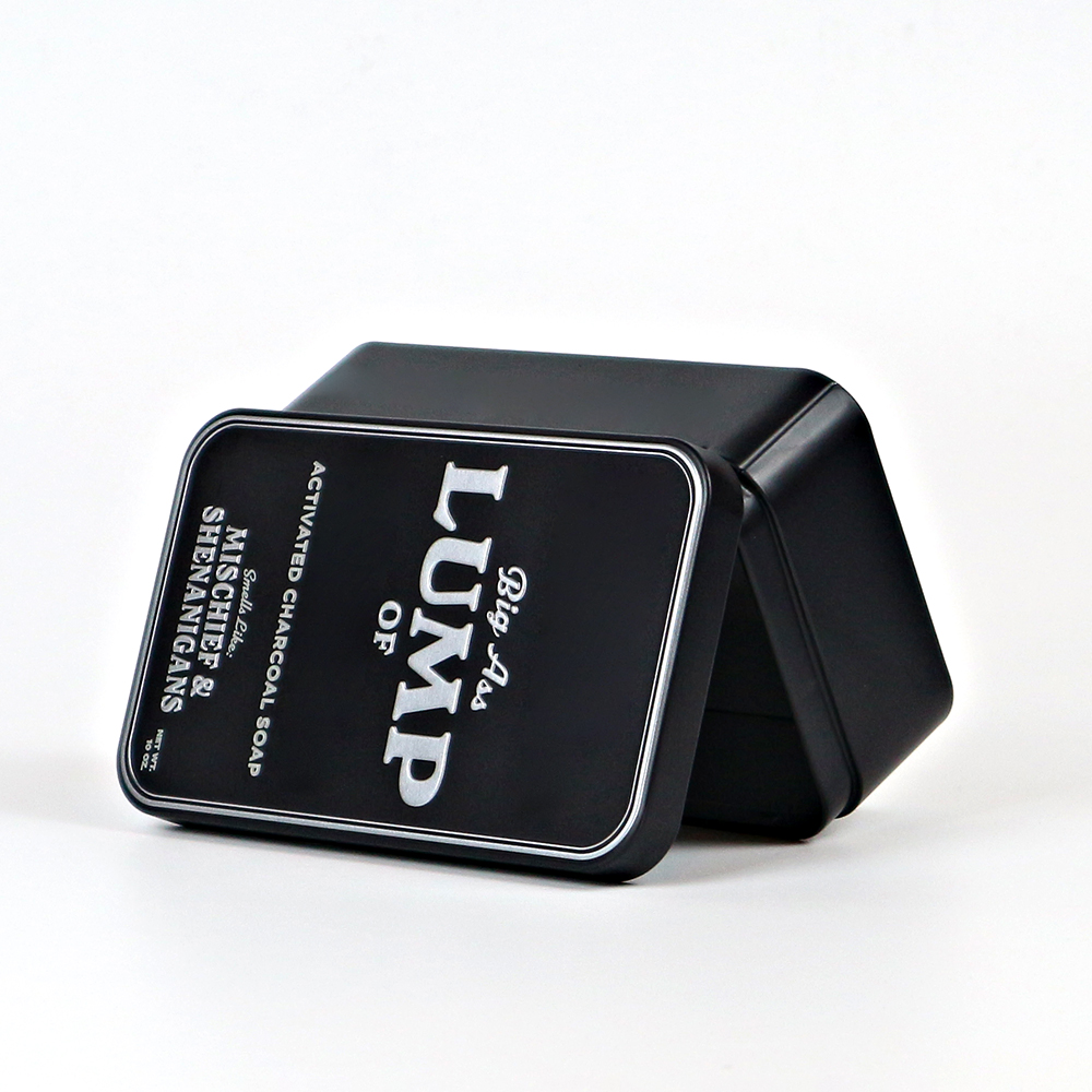 Luxury gift tin box with embossed pattern and hinged lid