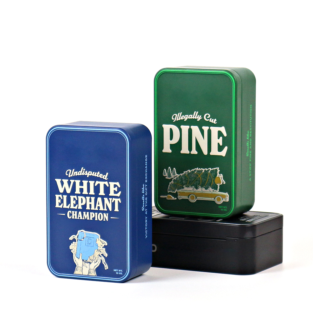 Embossed metal tin box with a vintage-inspired design