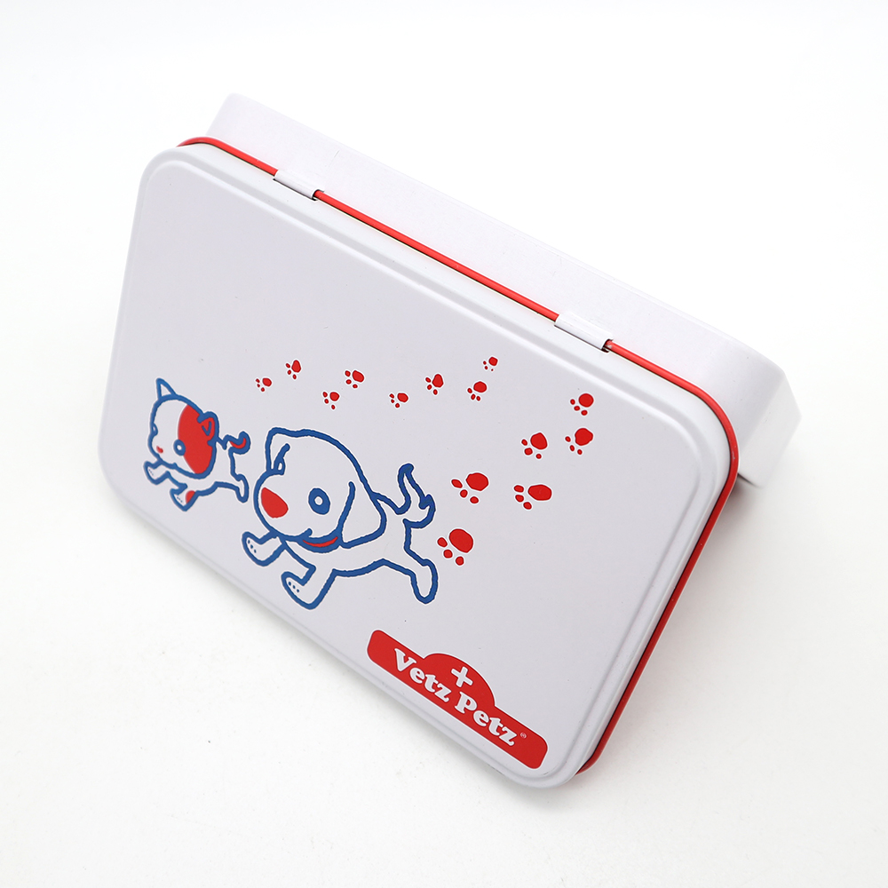 Rectangular cosmetic tin box with a matte finish, offering a sophisticated and modern packaging solution.