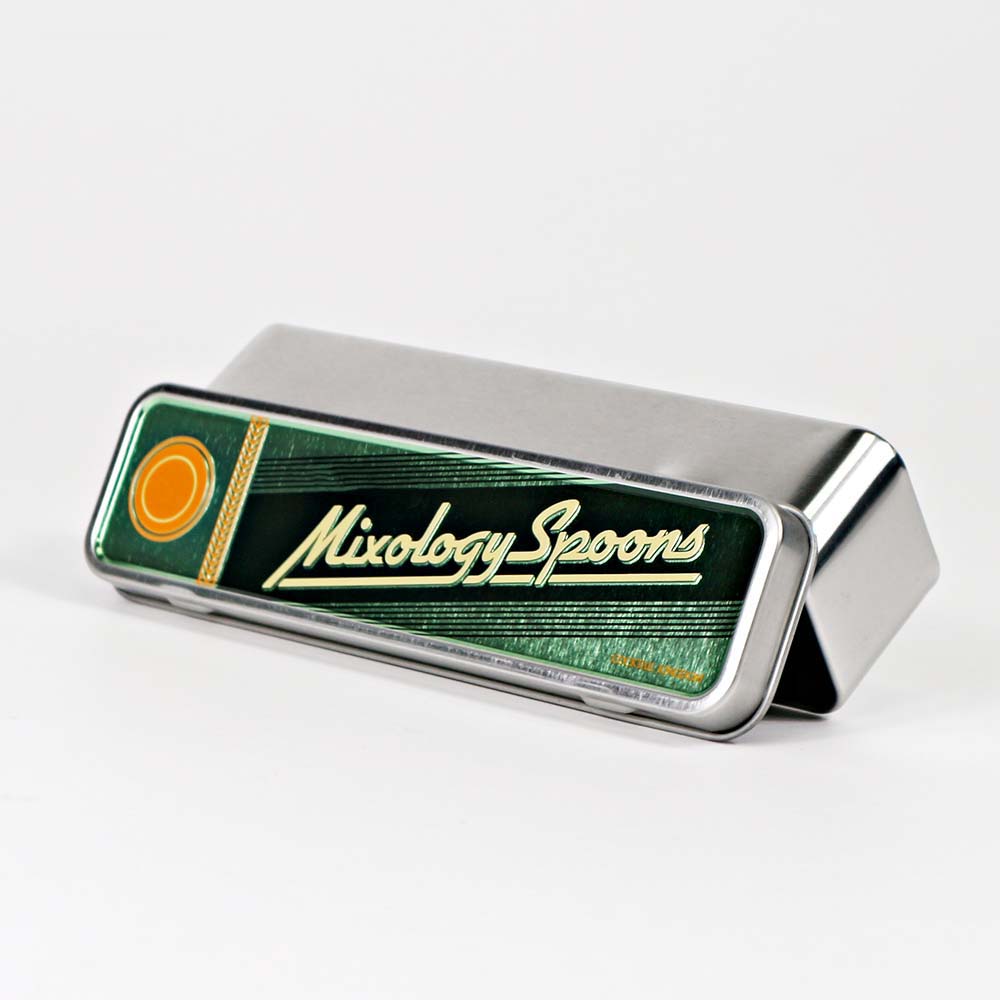 Custom rectangular metal spoon tin box with hinged lid, featuring a personalized logo for a unique and professional storage option.