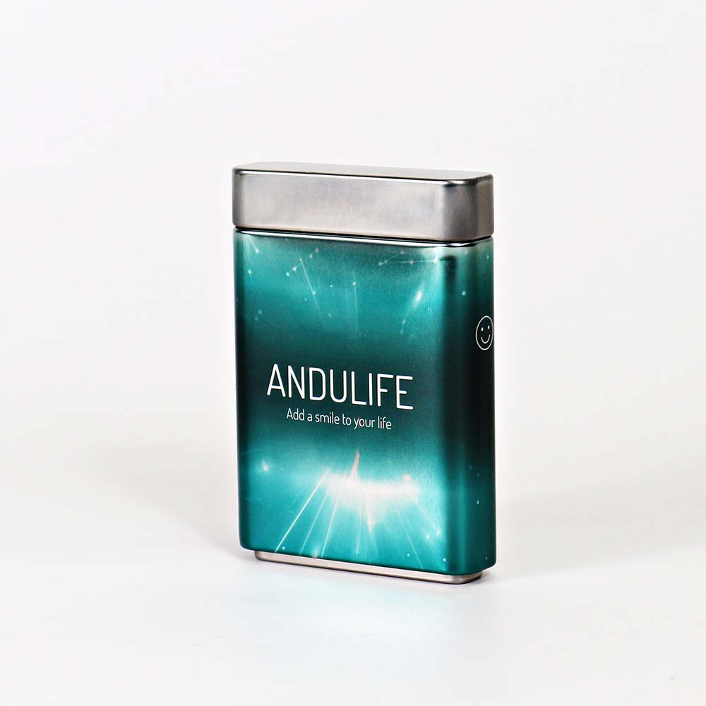 Spice tin box with airtight closure and a clear window for easy viewing of contents.