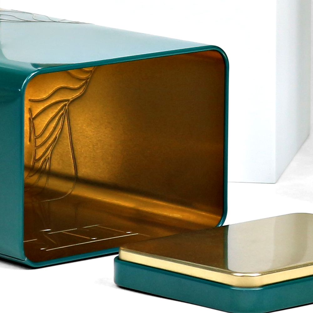  Personalized rectangular metal tea storage container with custom design, perfect for organizing your favorite teas in style.