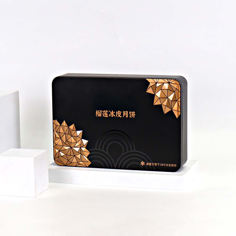 Premium luxury rectangular moon cake gift box with a sophisticated packing bag, perfect for gift-giving occasions.