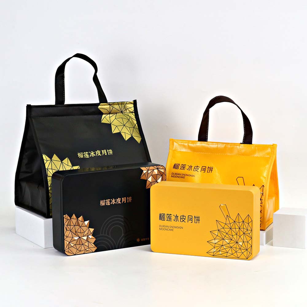 Rectangular moon cake gift box with a stylish packing bag, ideal for gifting during festivals and special events.