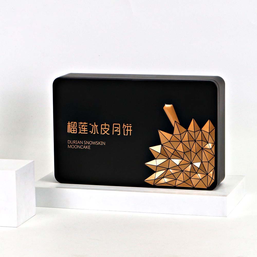 Unique rectangular moon cake gift box with a matching packing bag, offering a beautiful presentation for any occasion.