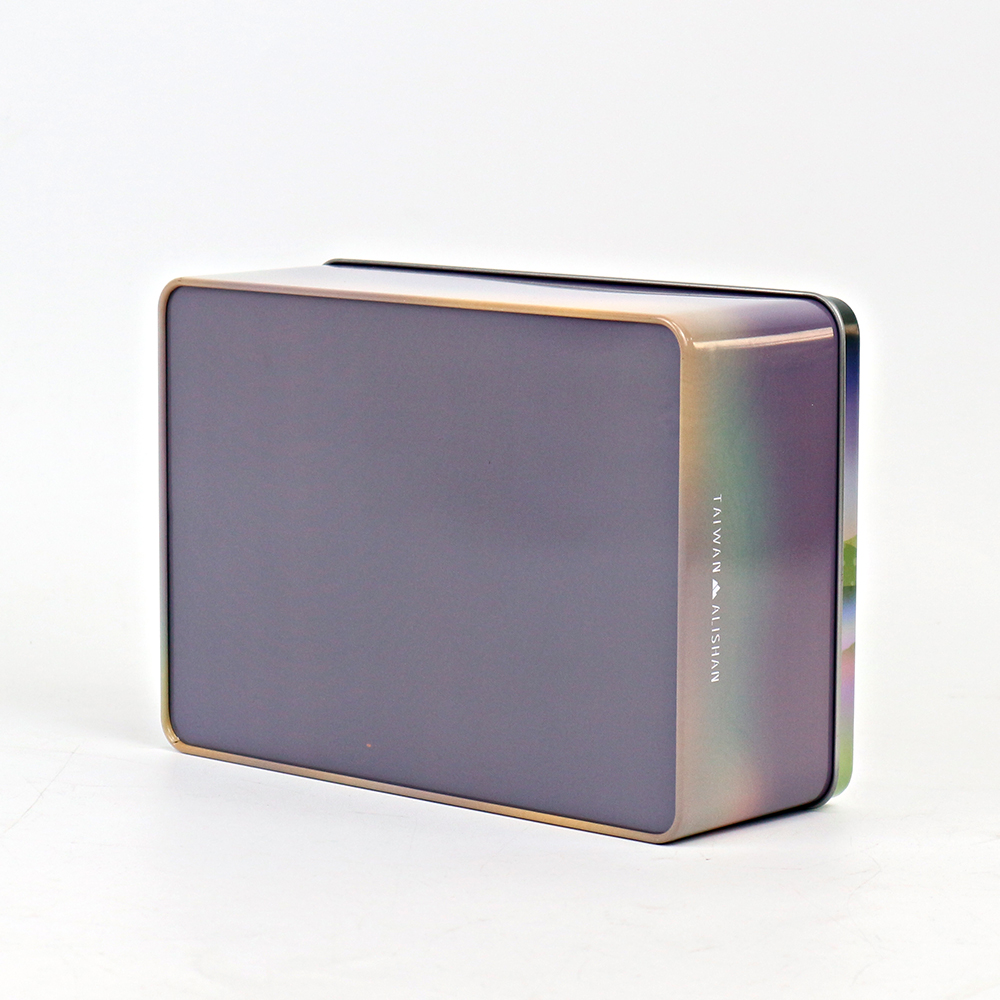 Personalized seasonal rectangular tea tin box, designed with custom prints to celebrate holidays and seasons in style.