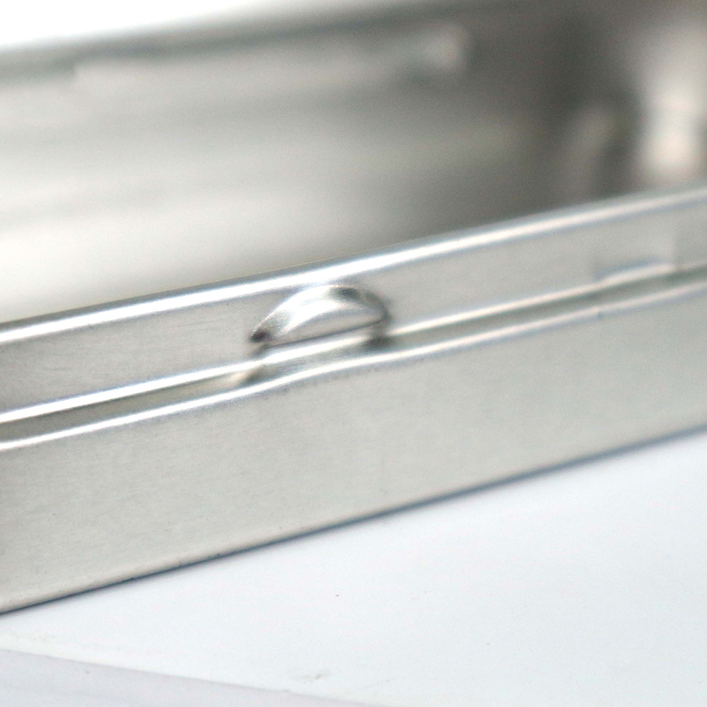 A vibrant, custom-colored cosmetic tin box with a hinged lid, ideal for organizing and storing beauty essentials.