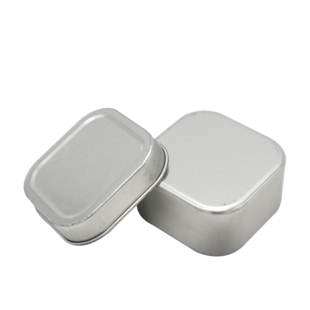 Rounded square shallow mint tin can box designed for mint storage, offering durability and a compact storage solution.