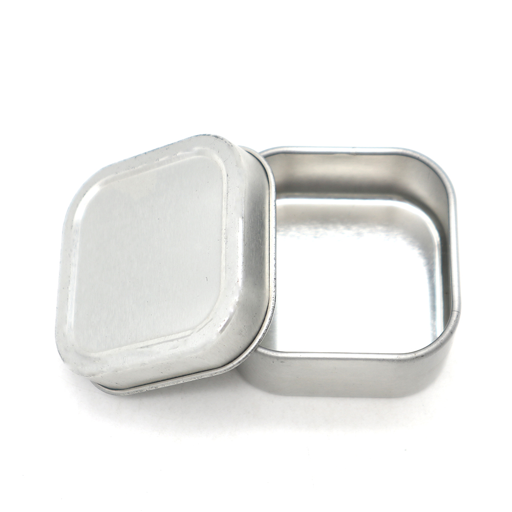 Shallow mint tin box with rounded square design, perfect for easy opening and storing small products like mints or candies
