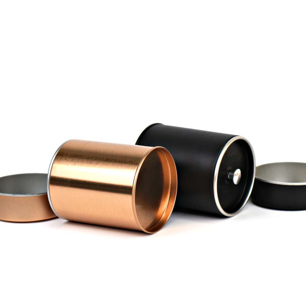 Round tin container for coffee