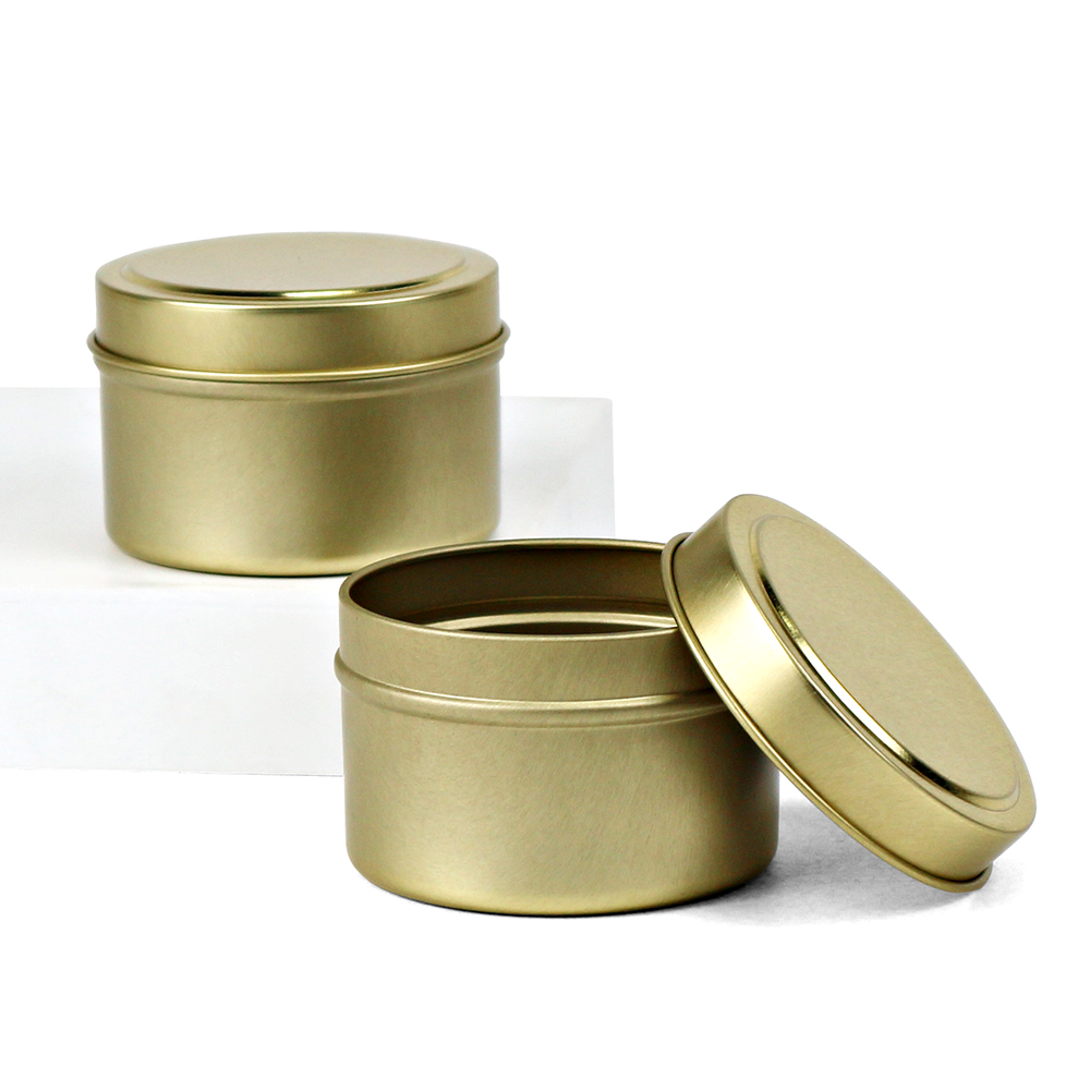 Decorative round tin candle boxes