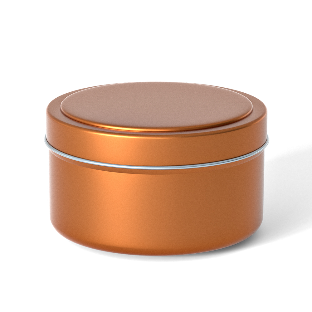 Branded round tin candle packaging