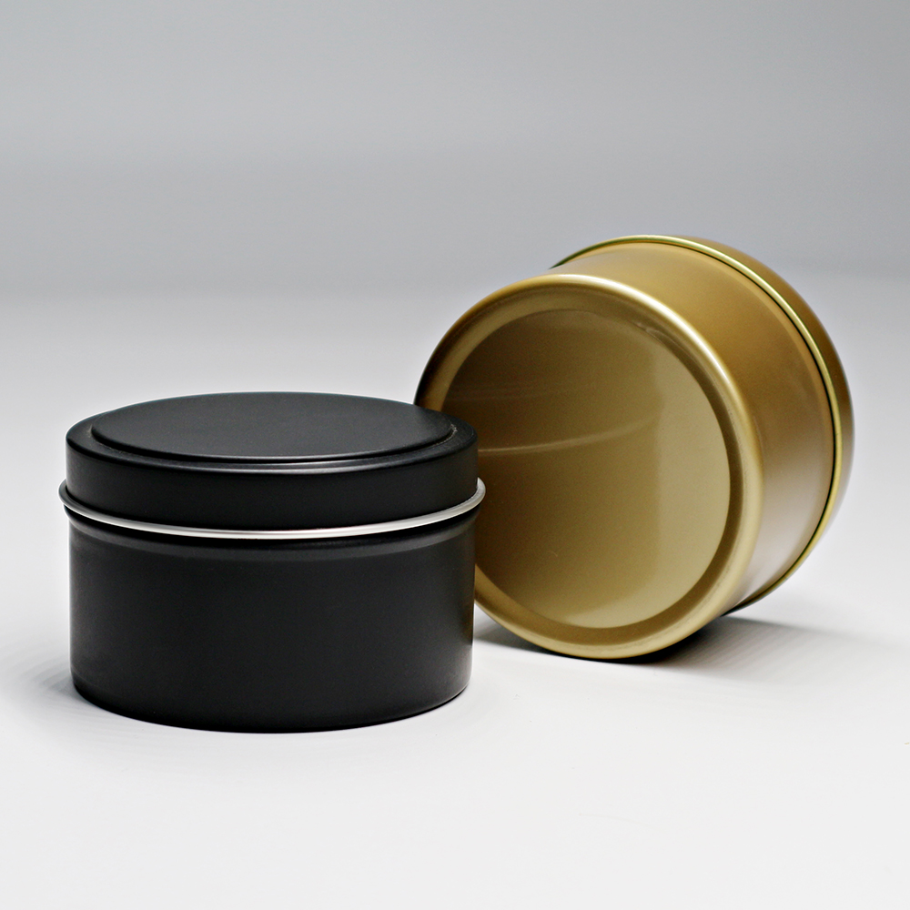 Round tin jars packaging