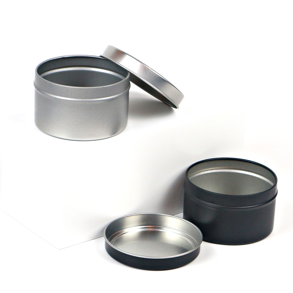 Round tin jars for creams